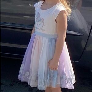 Sz 6 - Unicorn Ombré Tutu Skirt Dress with Rhinestones. Says Believe In Magic